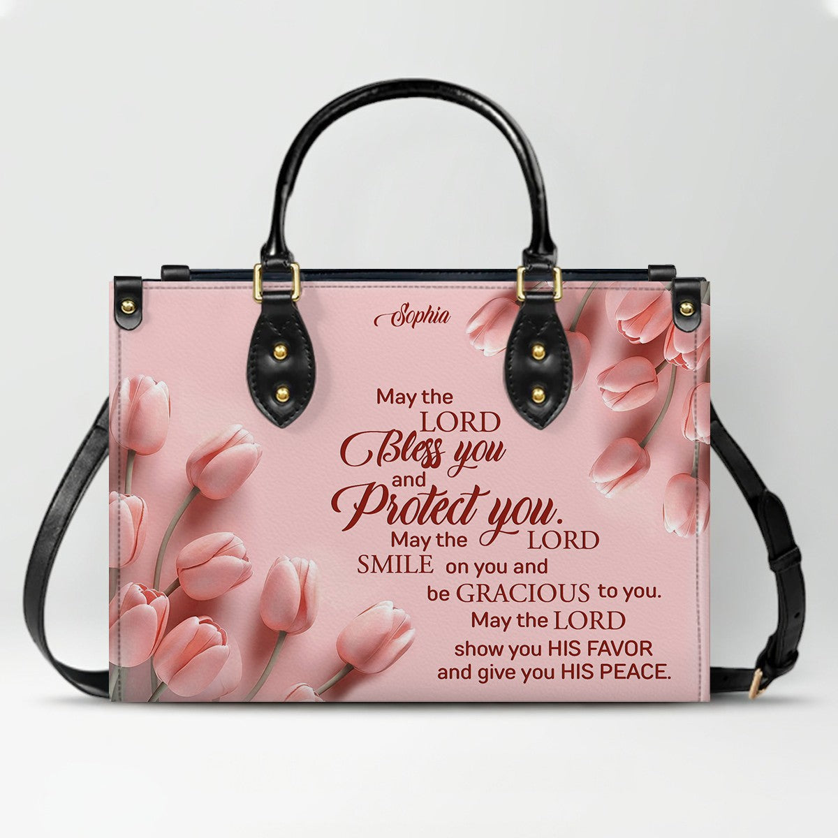 Personalized Christian Floral Leather Handbag