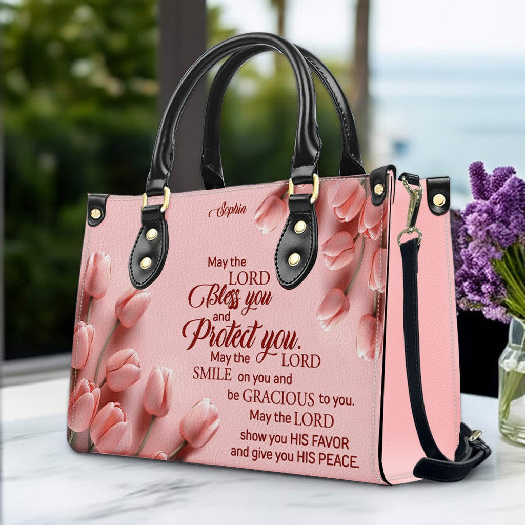 Personalized Christian Floral Leather Handbag