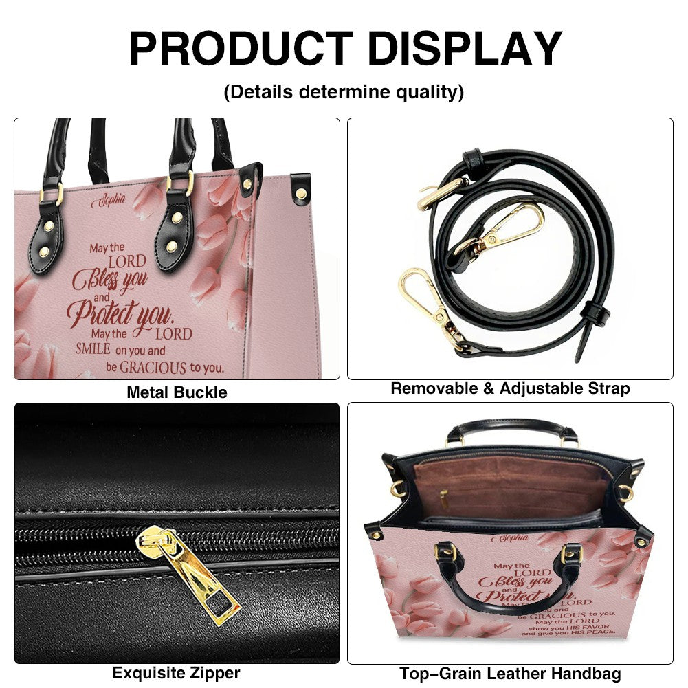 Personalized Christian Floral Leather Handbag