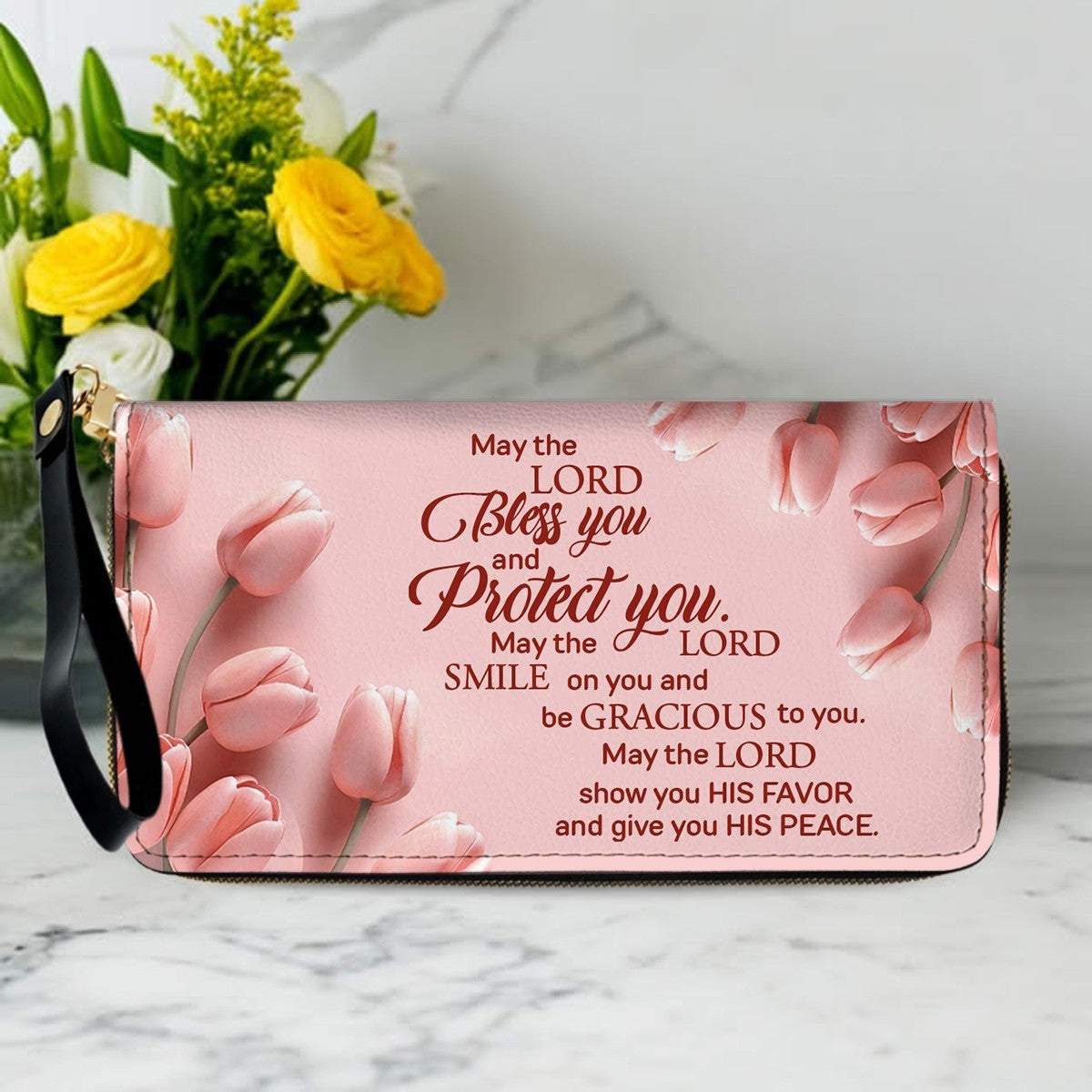 Personalized Christian Floral Leather Handbag