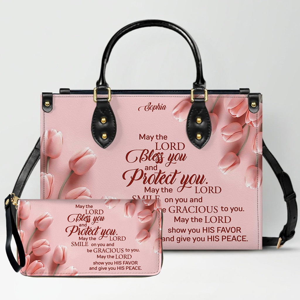 Personalized Christian Floral Leather Handbag