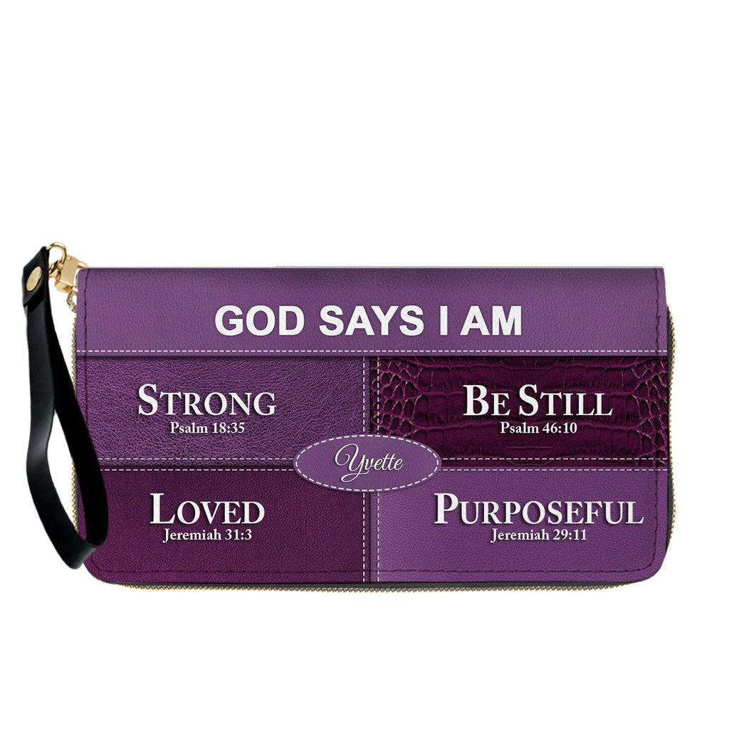 Personalized God Says I Am Leather Handbag
