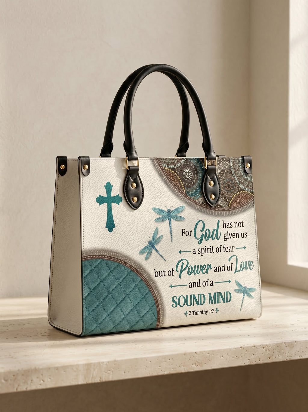 Poise 2 Timothy 1:7 Christian Leather Handbag