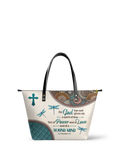 Poise 2 Timothy 1:7 Christian Leather Tote Bag