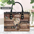 Trust God Hummingbird Flower Leather Handbag