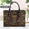 Pray Every Morning Dragonfly Leather Handbag