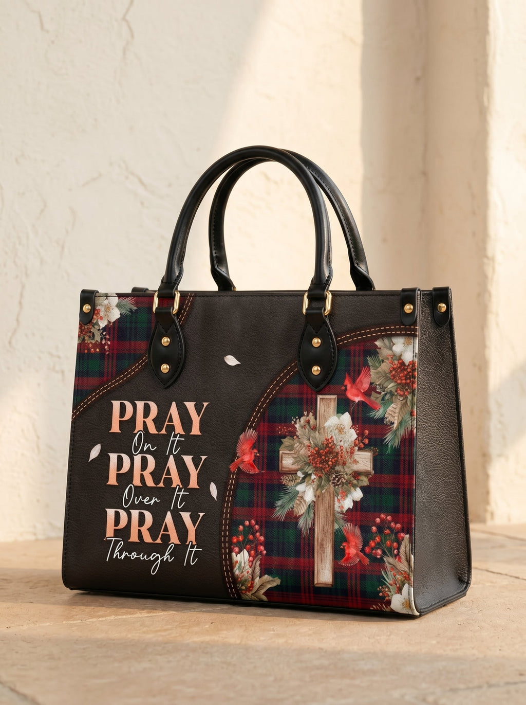 Christian Faith Pray Leather Handbag