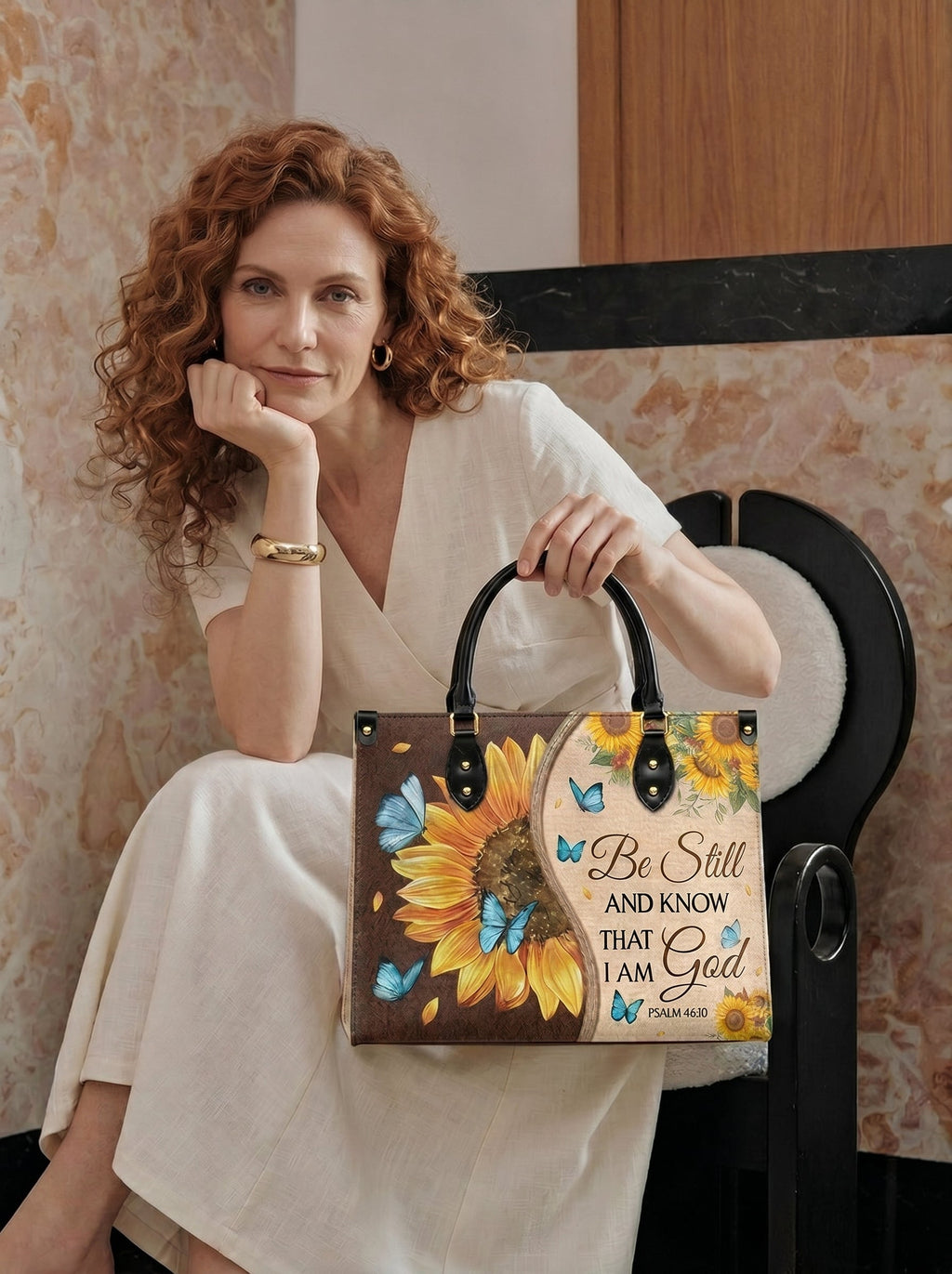Presence Psalm 46:10 Leather Handbag