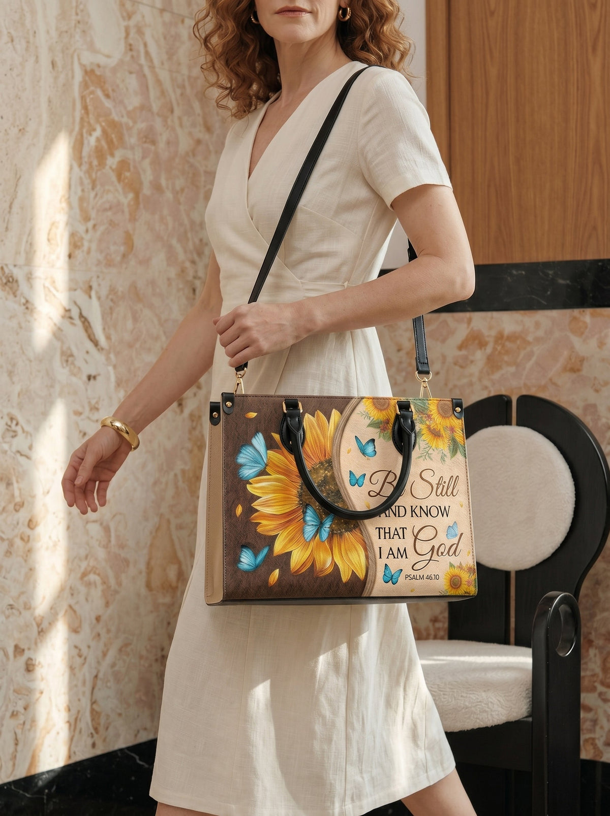 Presence Psalm 46:10 Leather Handbag
