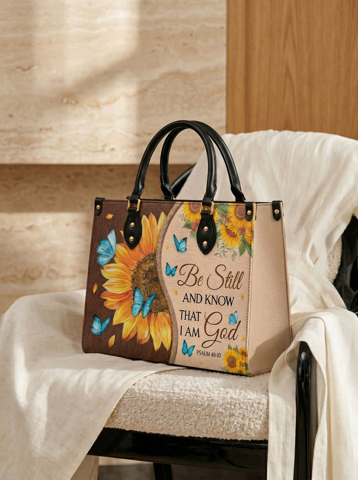 Presence Psalm 46:10 Leather Handbag