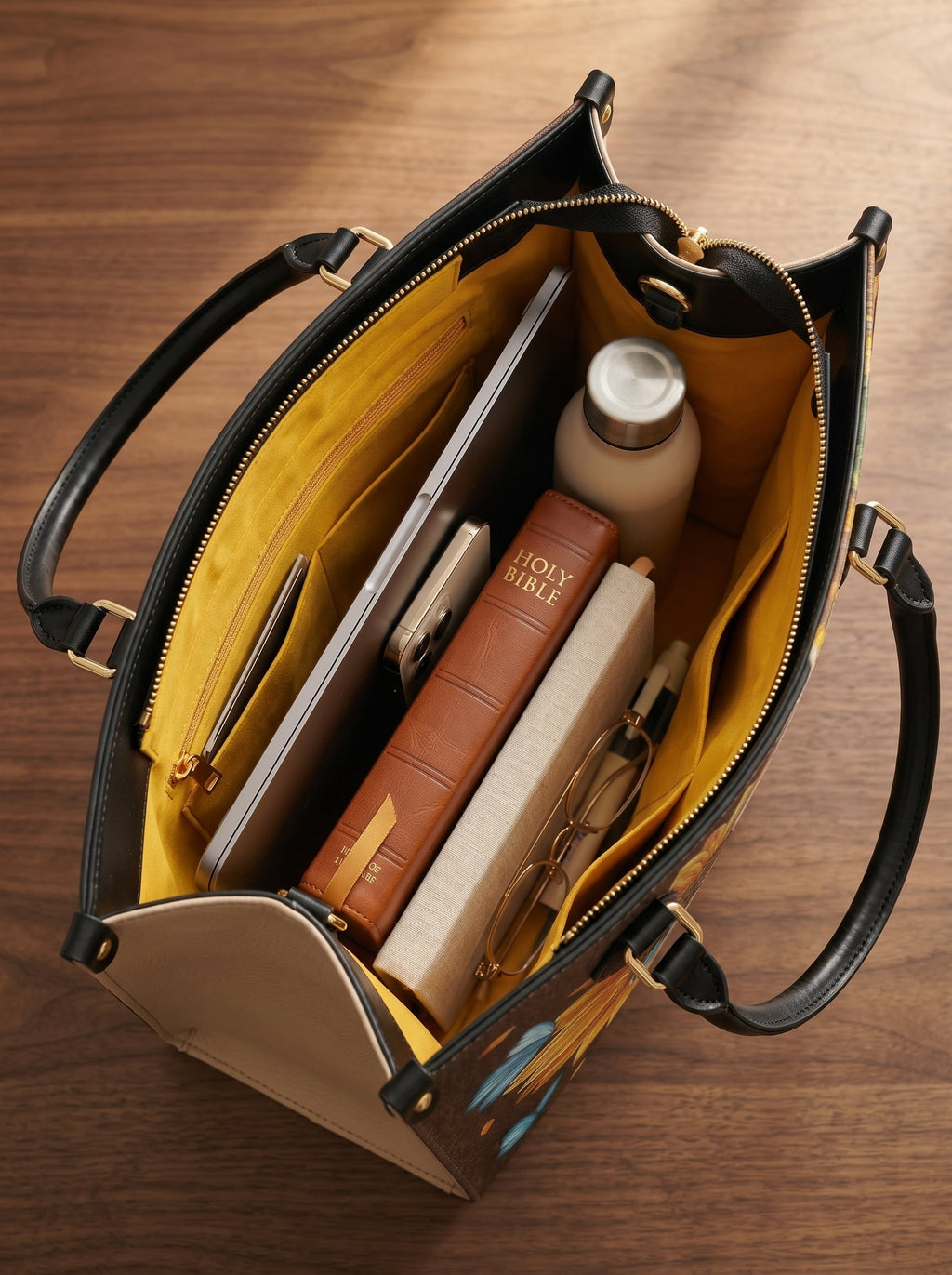 Presence Psalm 46:10 Leather Handbag