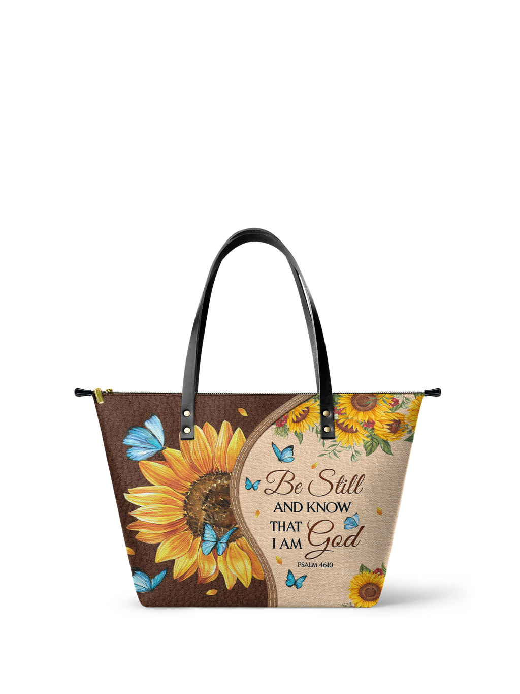 Presence Psalm 46:10 Leather Tote Bag