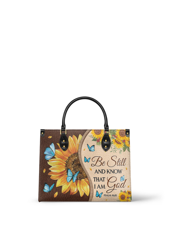 Presence Psalm 46:10 Leather Handbag