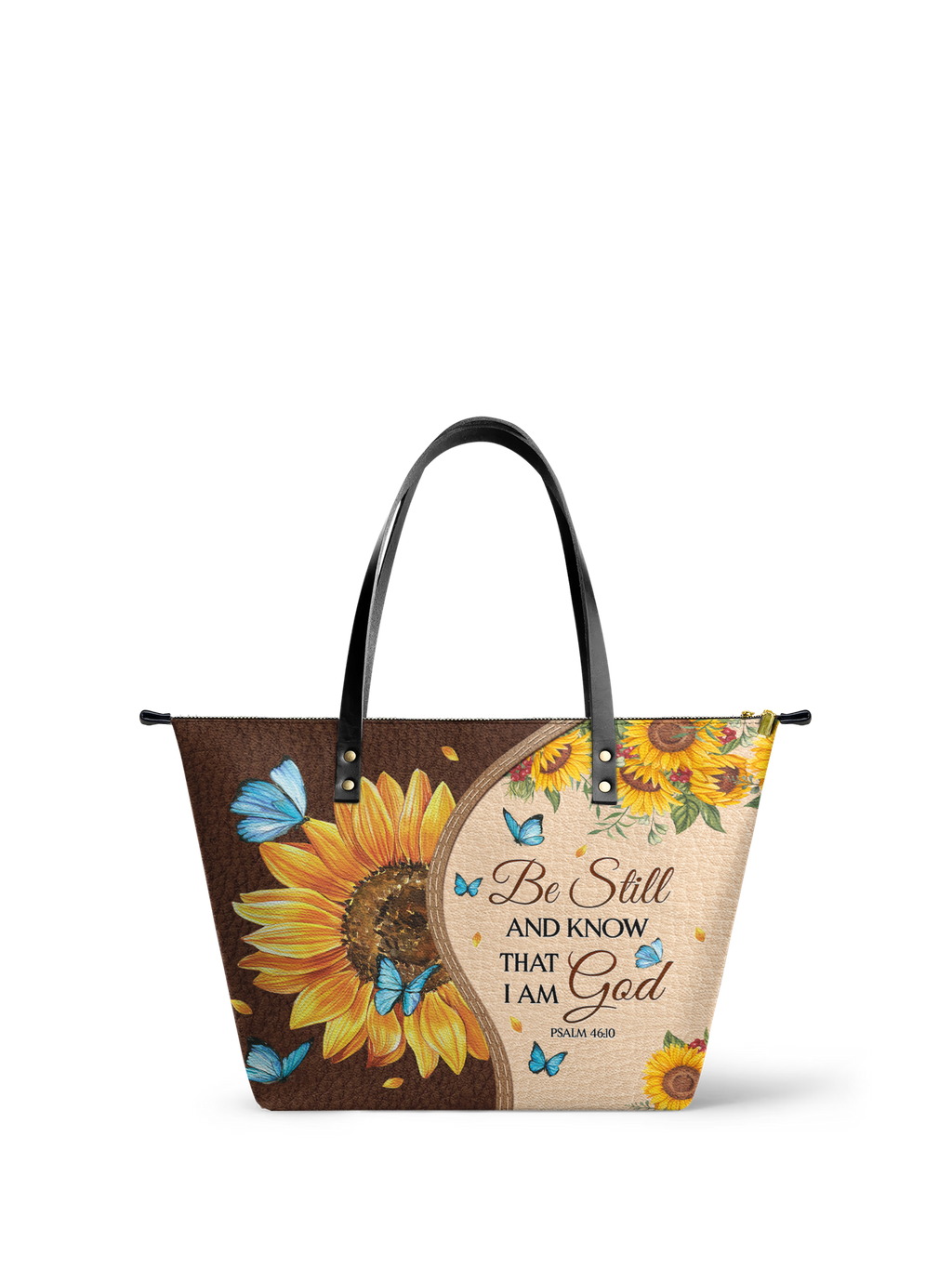 Presence Psalm 46:10 Leather Tote Bag