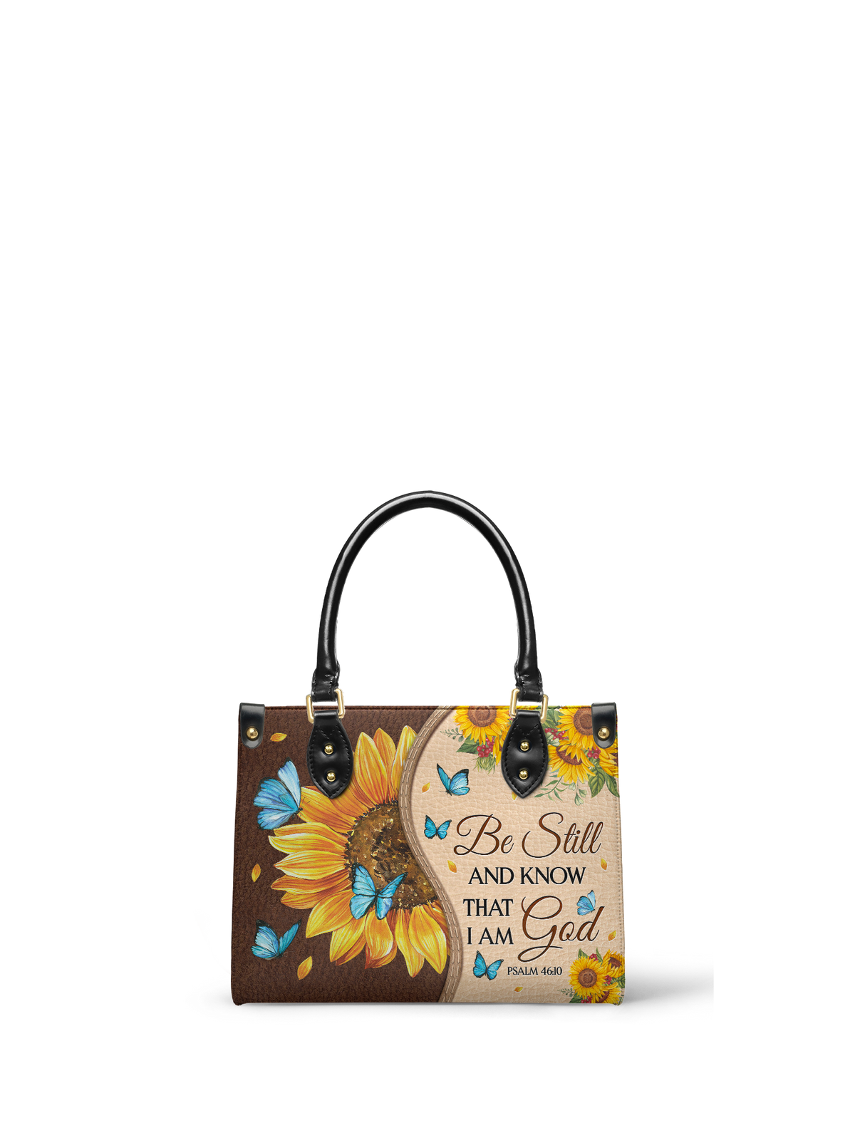 Presence Psalm 46:10 Small Leather Handbag