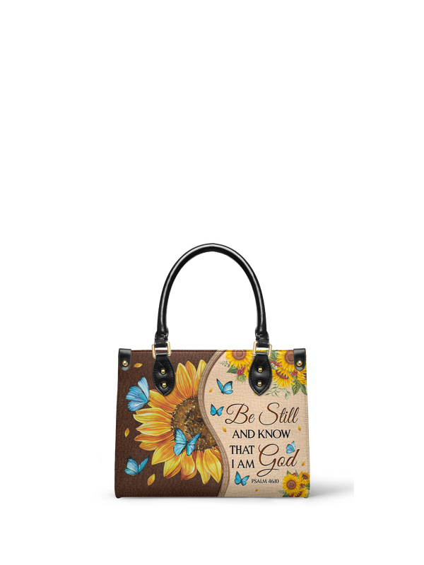 Presence Psalm 46:10 Small Leather Handbag