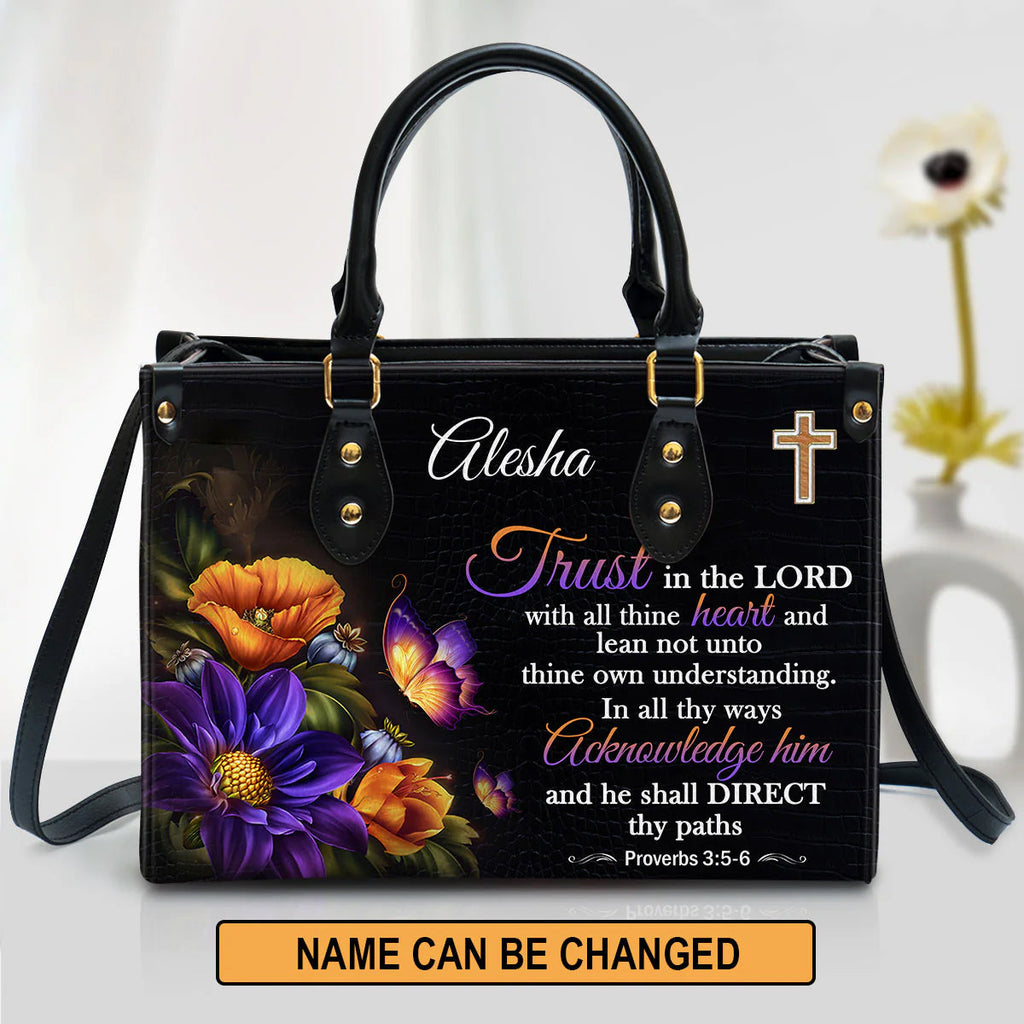 Trust in the Lord Personalized Leather Tote Bag