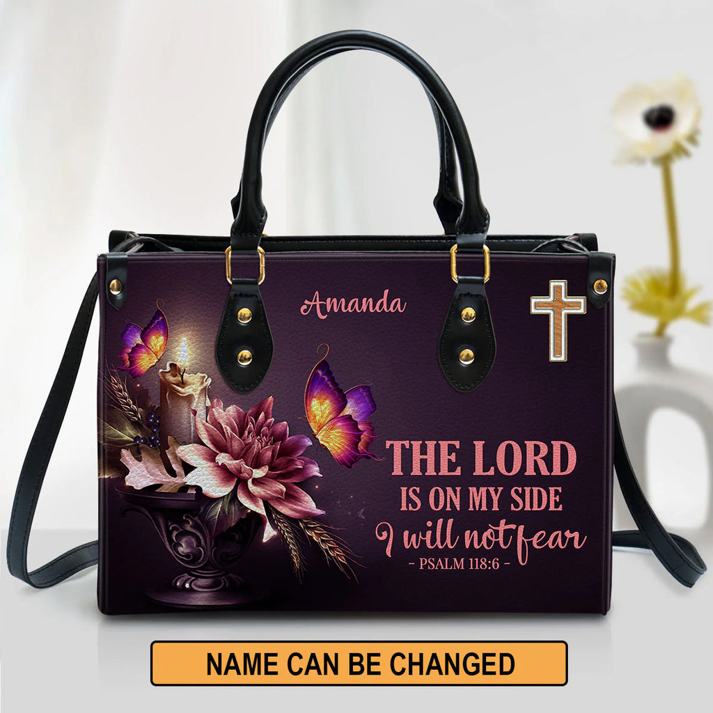 Psalm 118:6 Custom Christian Leather Tote Bag