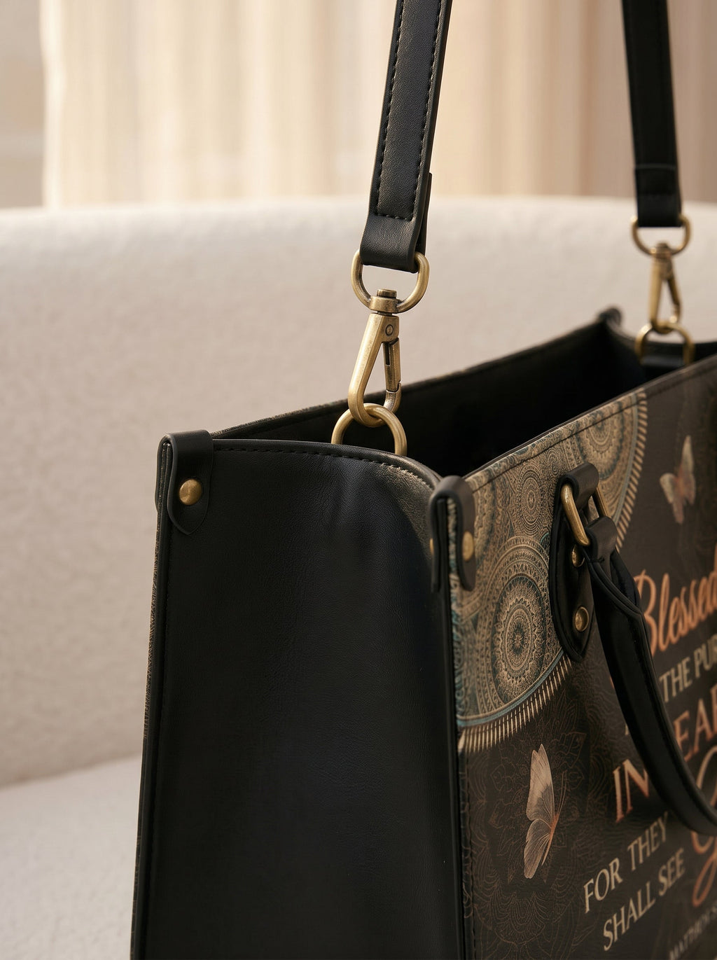 Matthew 5:8 Pure in Heart Leather Handbag