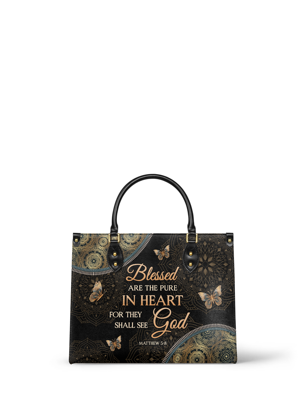 Pure Matthew 5:8 Scripture Leather Handbag