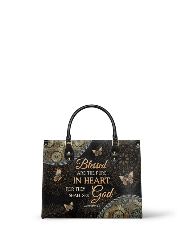 Pure Matthew 5:8 Scripture Leather Handbag
