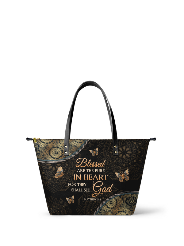 Pure Matthew 5:8 Christian Leather Tote Bag
