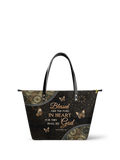 Pure Matthew 5:8 Bible Verse Leather Tote Bag