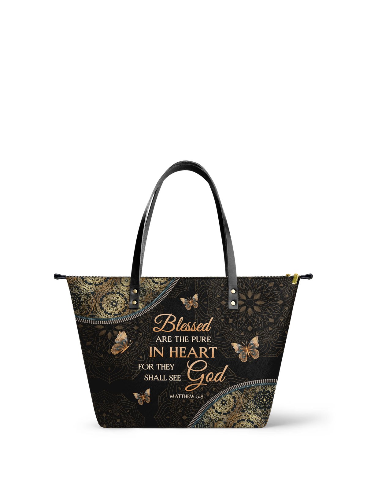 Pure Matthew 5:8 Bible Verse Leather Tote Bag