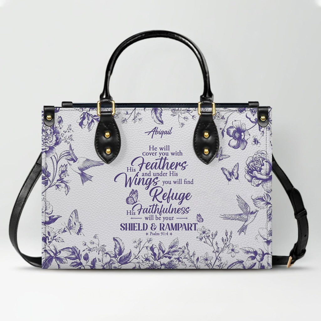 Personalized Psalm 91 Christian Leather Handbag
