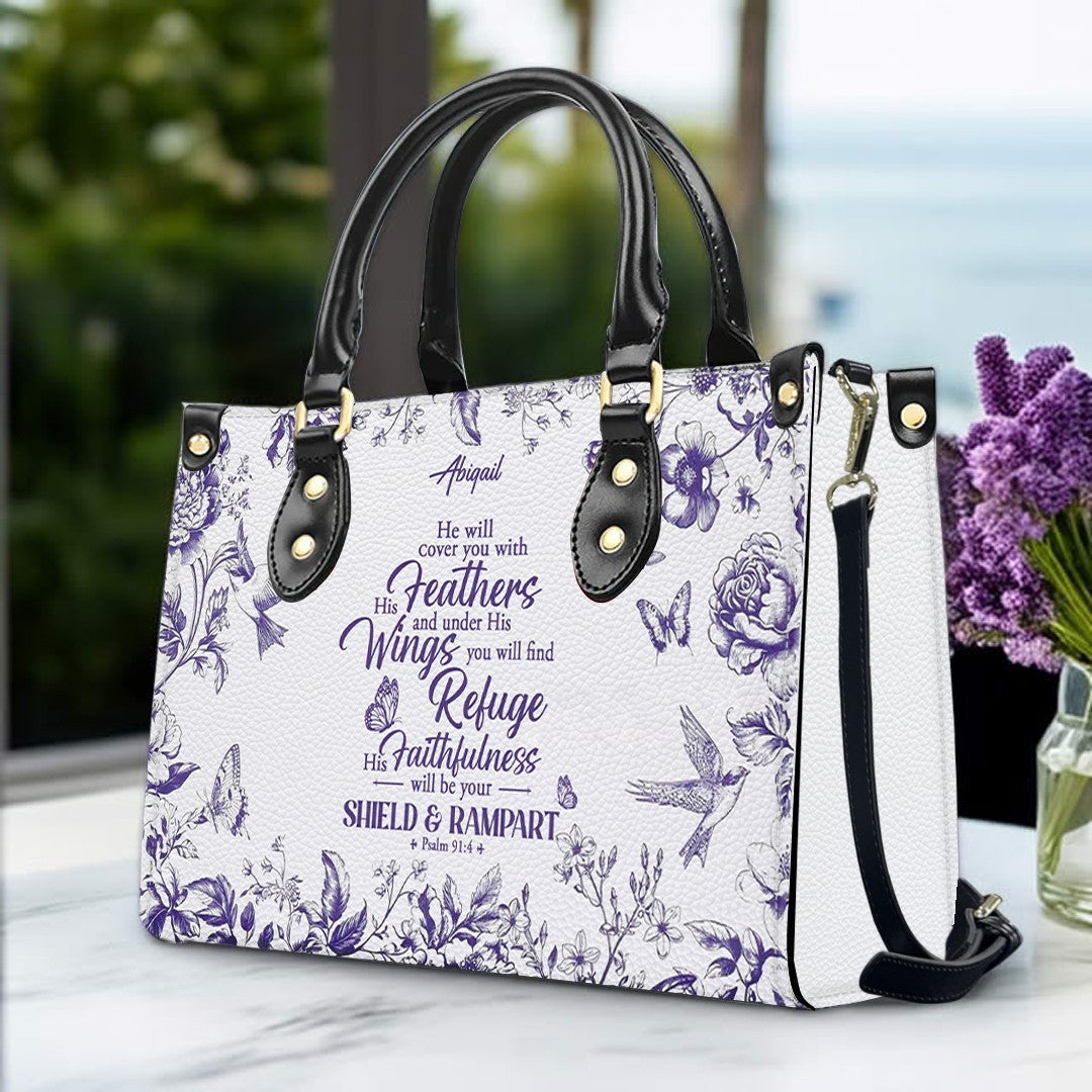 Personalized Psalm 91 Christian Leather Handbag