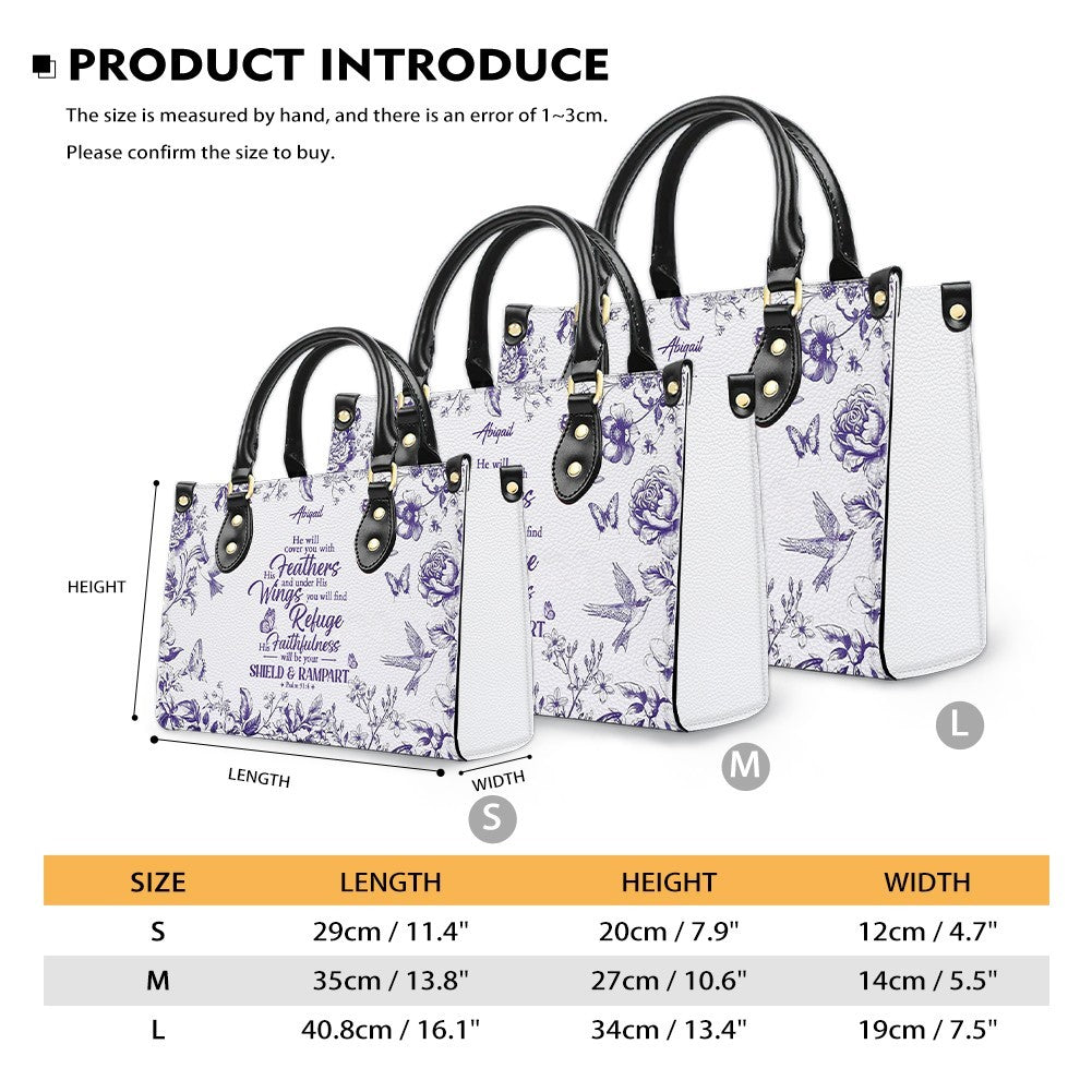 Personalized Psalm 91 Christian Leather Handbag