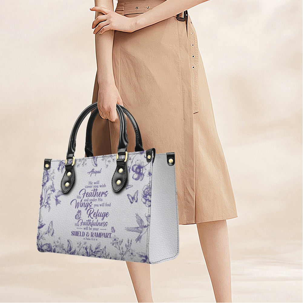 Personalized Psalm 91 Christian Leather Handbag