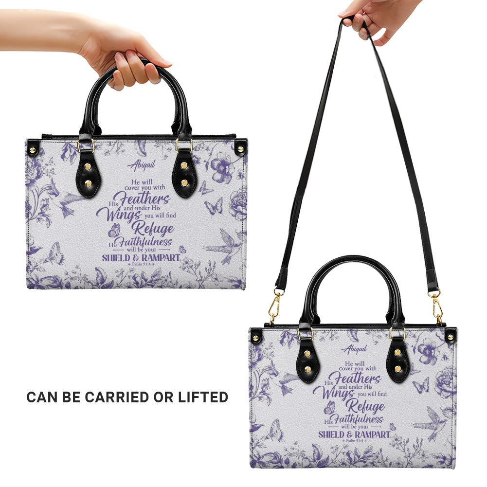Personalized Psalm 91 Christian Leather Handbag