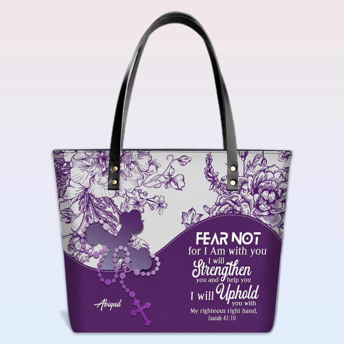 Personalized Christian Leather Tote Bag