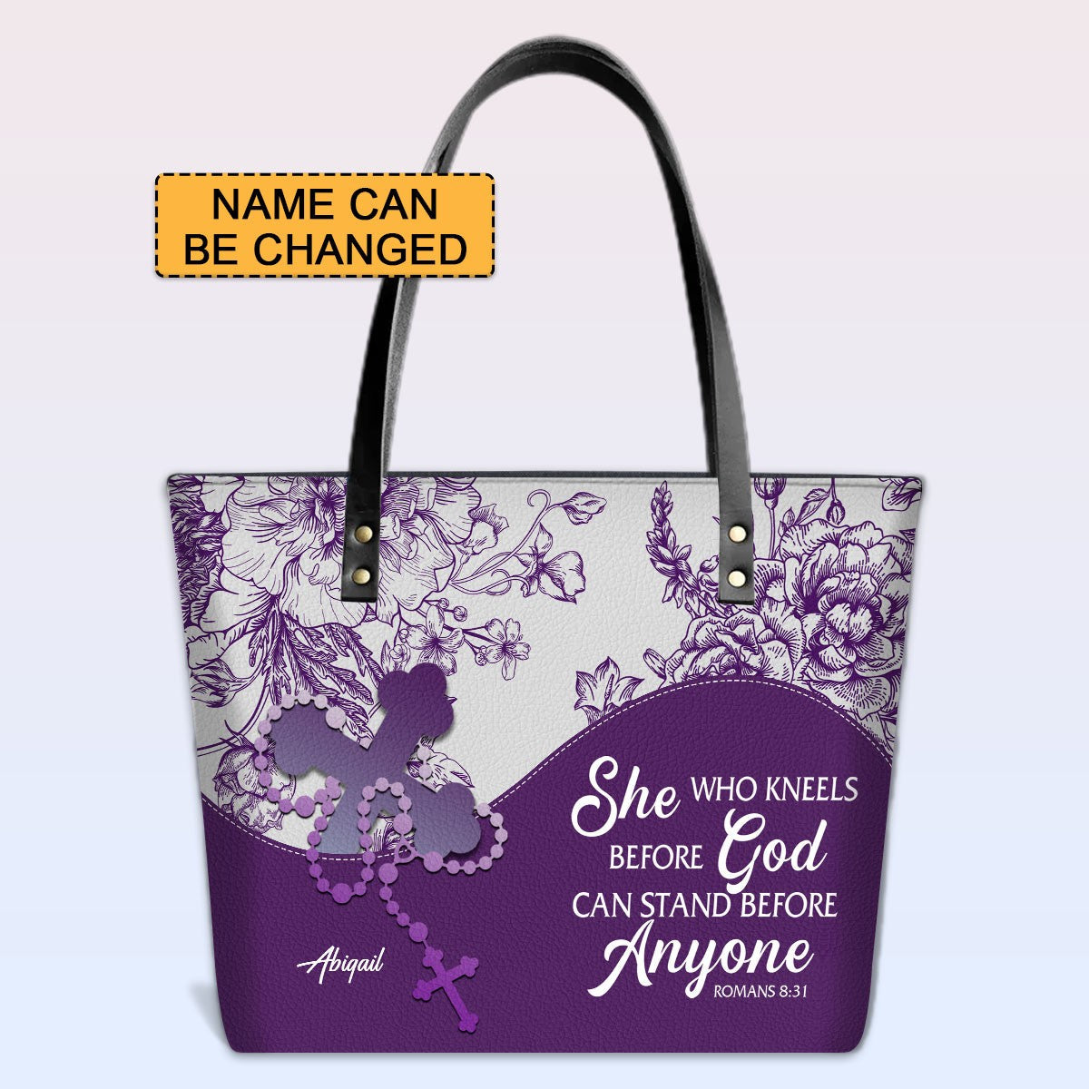Personalized Christian Leather Tote Bag