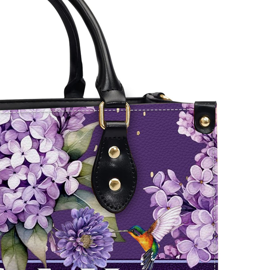 Personalized Sacred Name Purple Leather Handbag