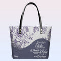 Personalized Bible Verse Red Leather Tote Bag