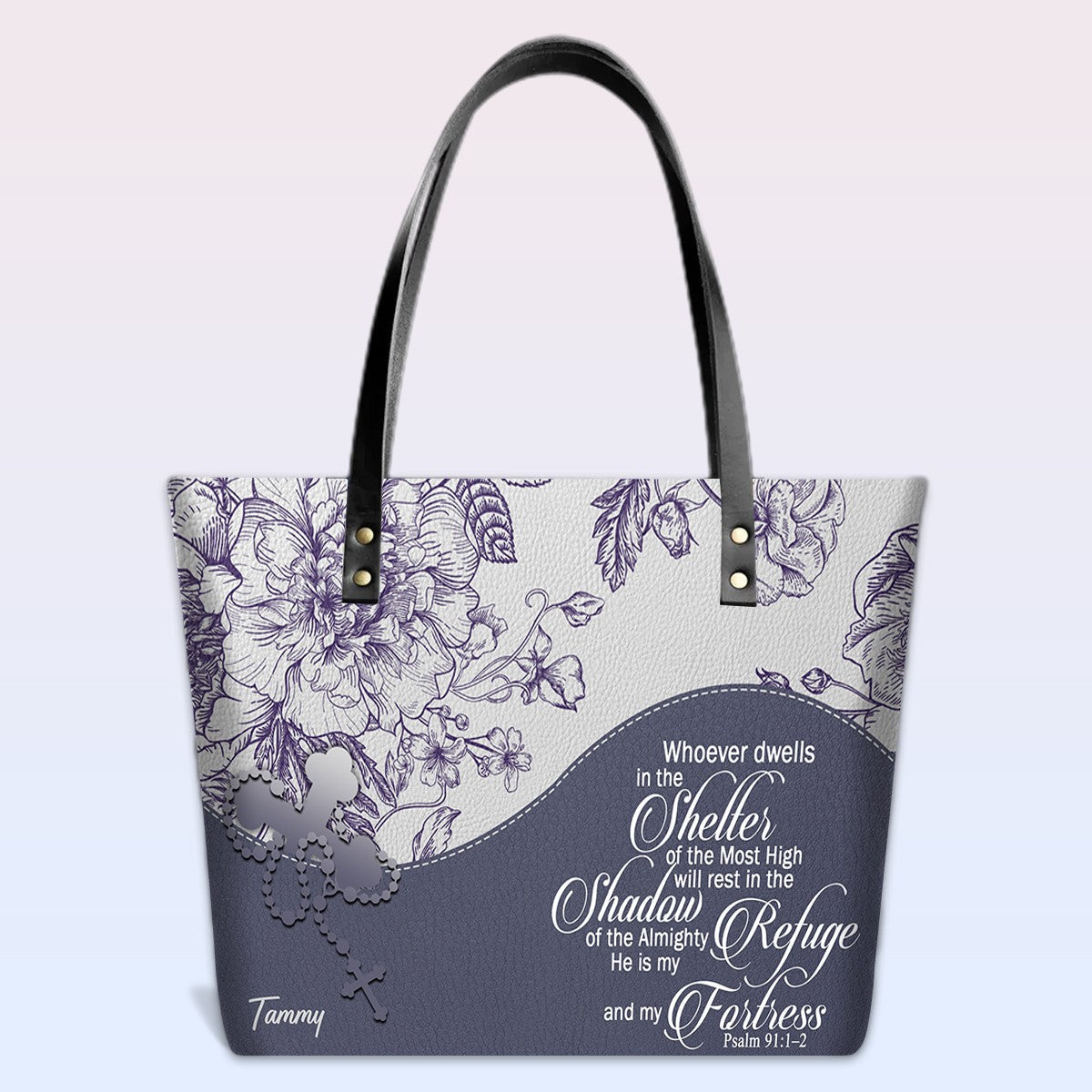 Personalized Bible Verse Red Leather Tote Bag