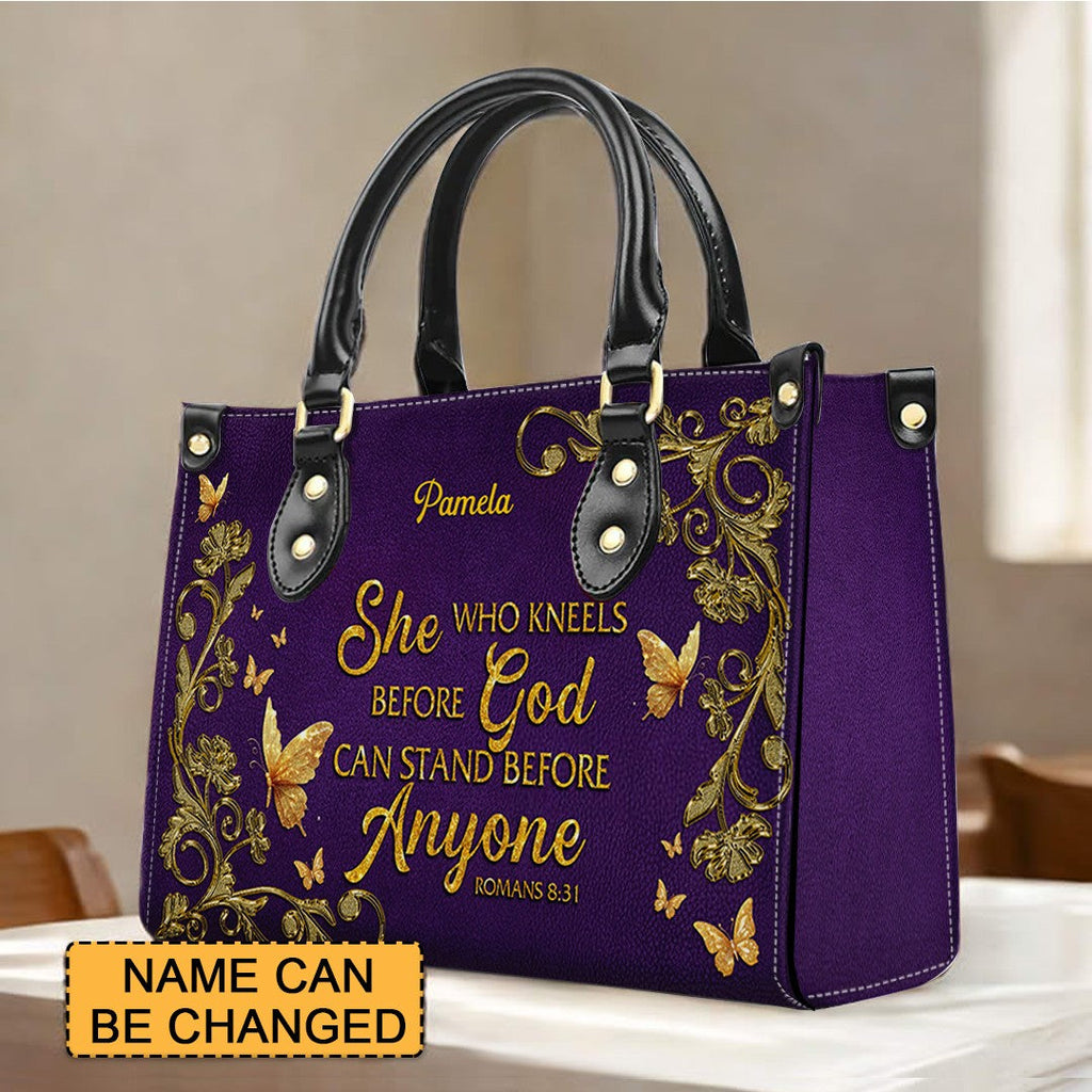 Personalized Christian Butterfly Leather Tote Bag