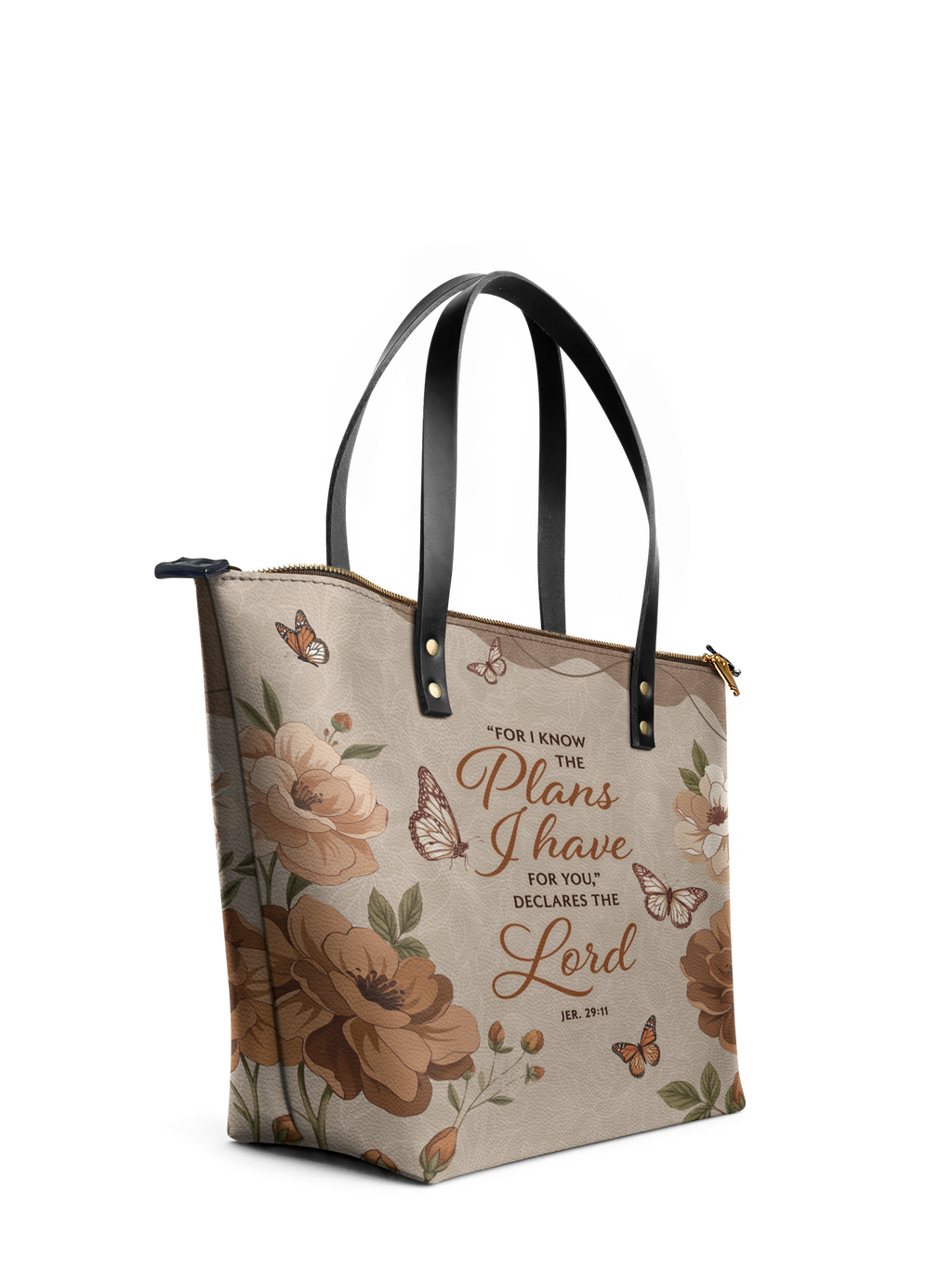 Jeremiah 29:11 Purpose Leather Tote Bag