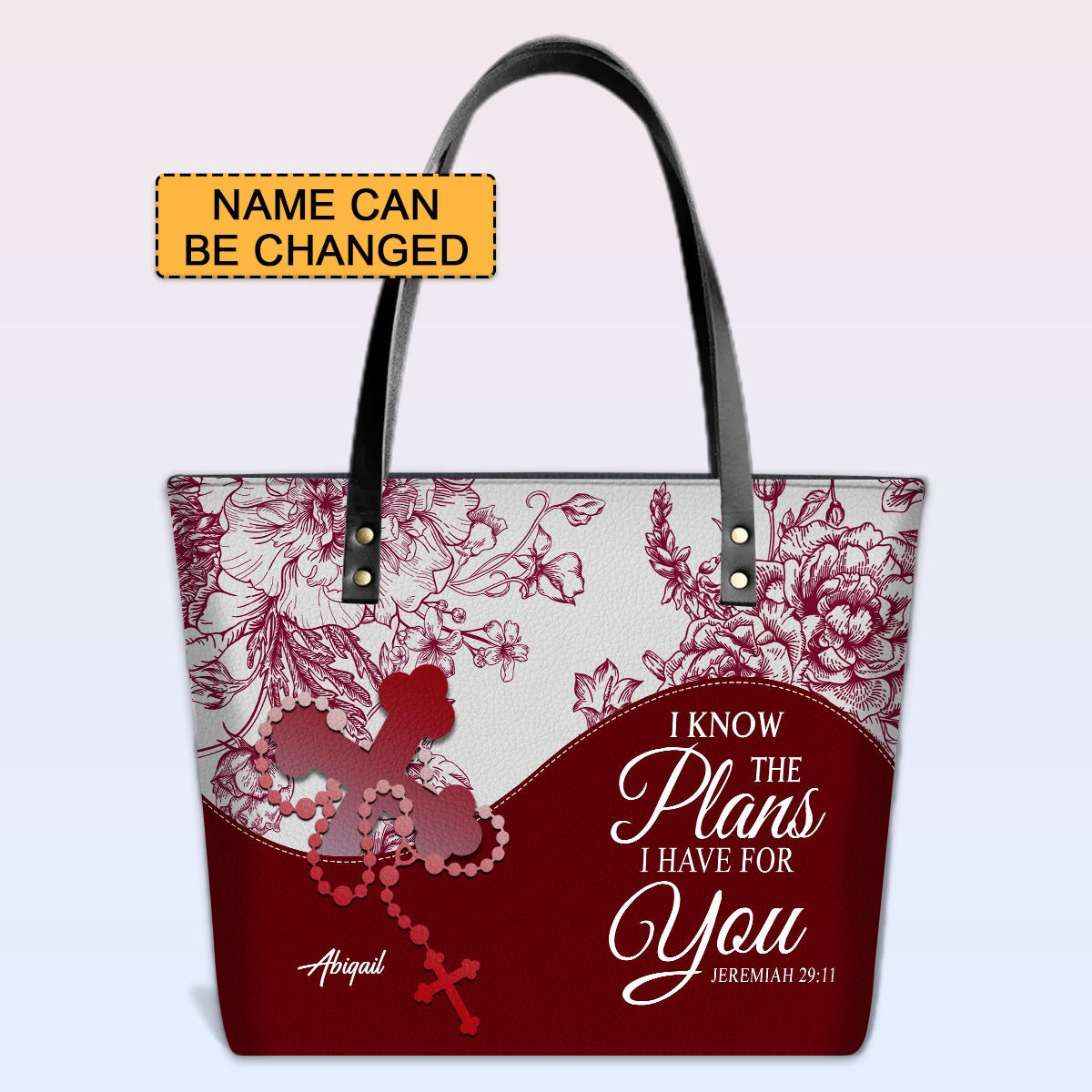Personalized Christian Leather Tote Bag