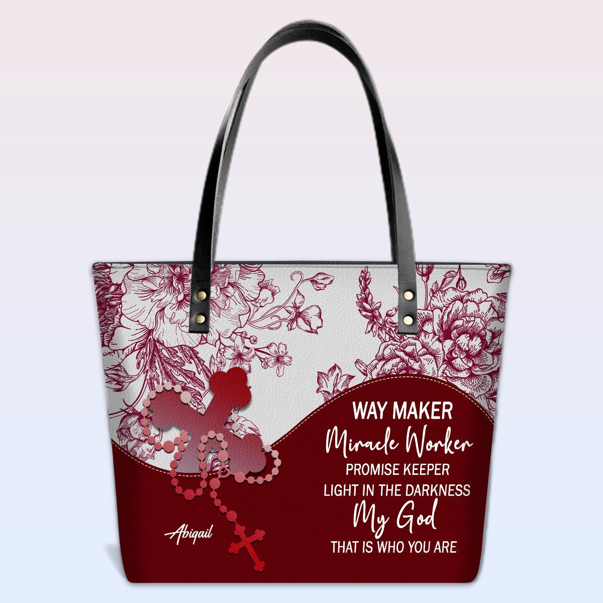 Personalized Christian Leather Tote Bag