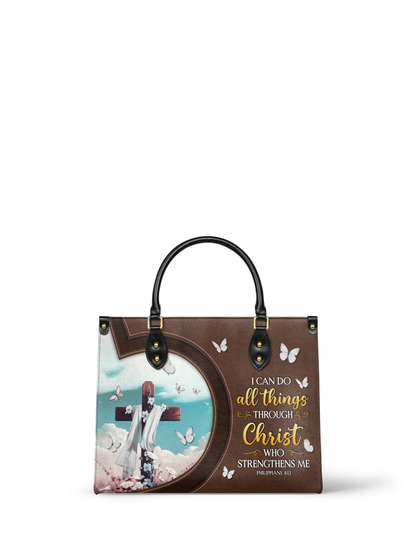 Rise Philippians 4:13 Leather Handbag