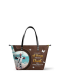 Rise Philippians 4:13 Leather Tote Bag