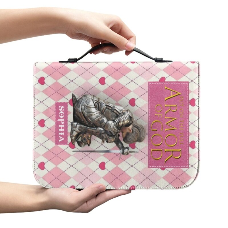 Personalized Armor of God Pink Bible Cover