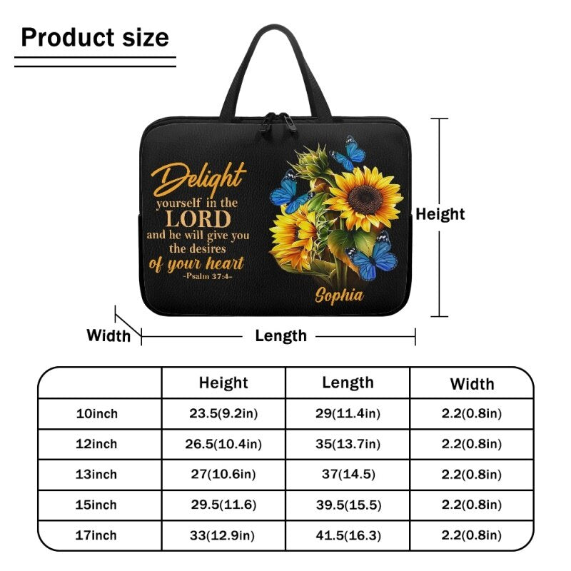 Personalized Delight in the Lord Laptop Bag