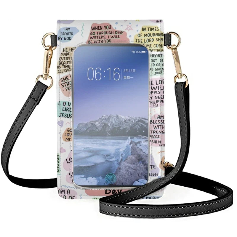 Bible Affirmations Personalized Leather Phone Bag