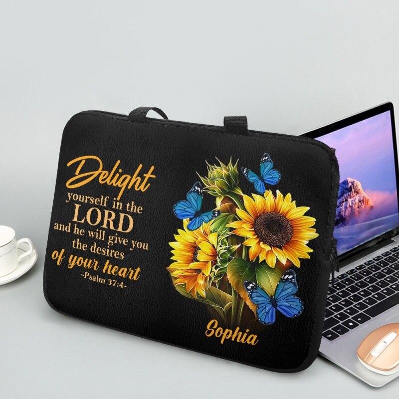 Personalized Delight in the Lord Laptop Bag
