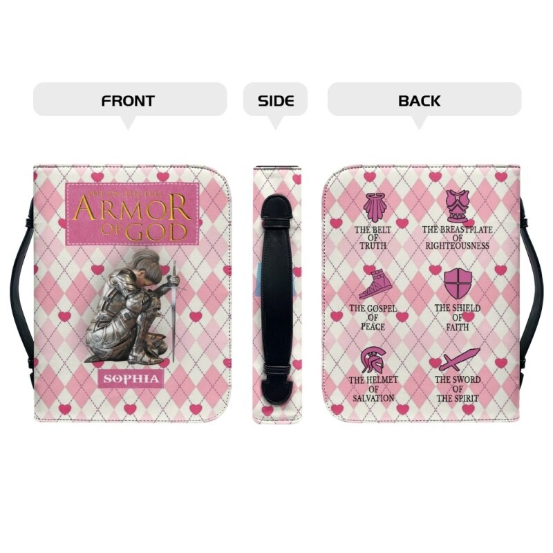 Personalized Armor of God Pink Bible Cover