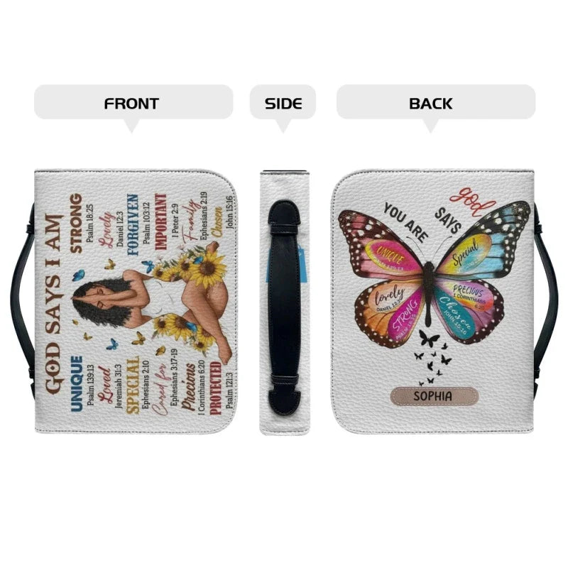 Personalized God Says I Am Butterfly Bible Cover